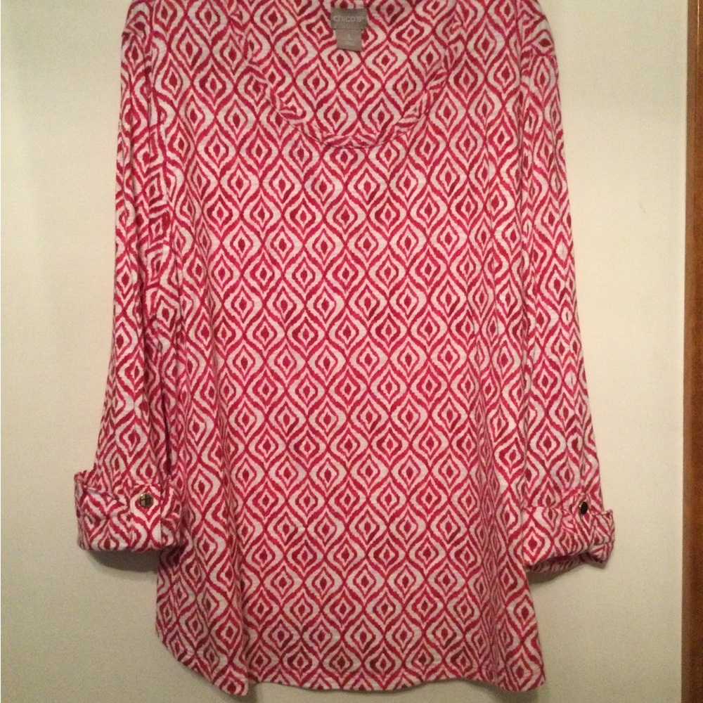 Chicos Ikat Slub Knit Top, size XL